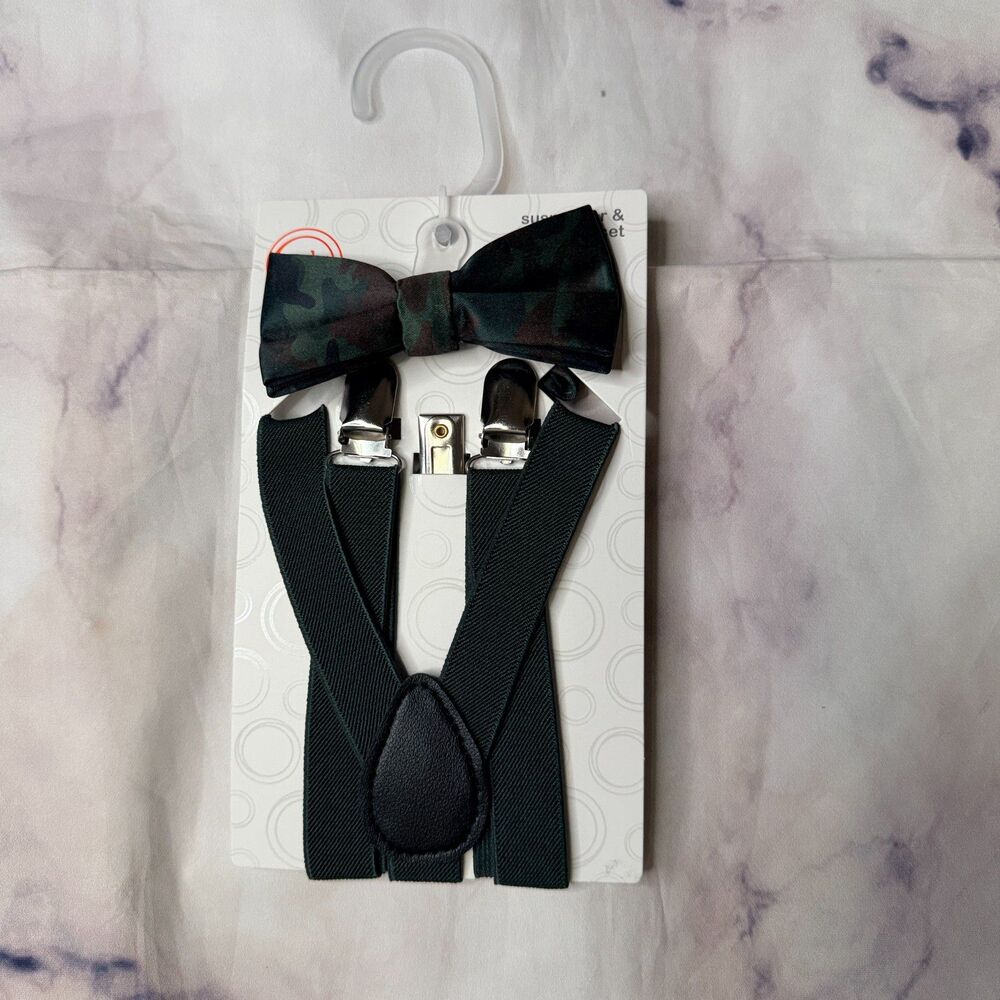 Wonder Nation Boys Black Suspender and Bowtie Set
